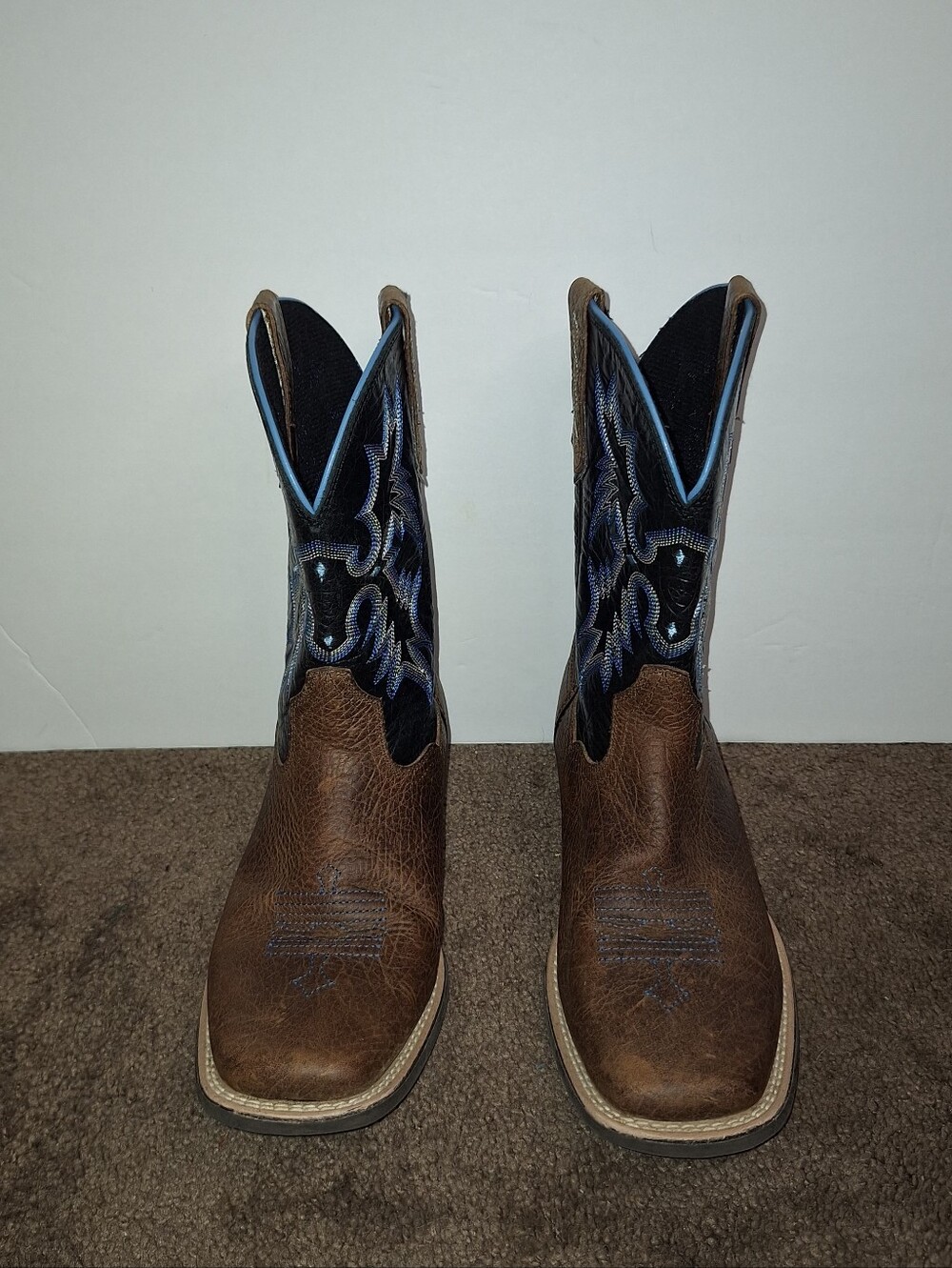 Ariat Kid's Tombstone Blue/black Leather Western Boot 10012794 Size 4.5